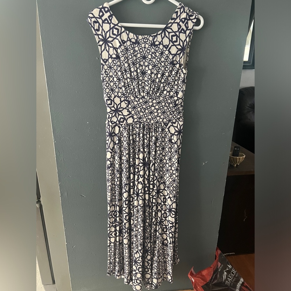 Maeve Navy and White Geometric Dress